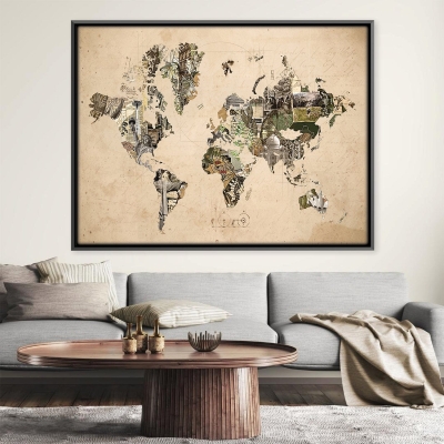 Toile Carte du monde des monuments