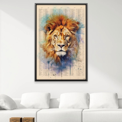 Toile Portrait de Lion Aquarelle