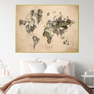 Toile Carte du monde des monuments