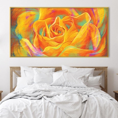 Toile Orange En Fleurs