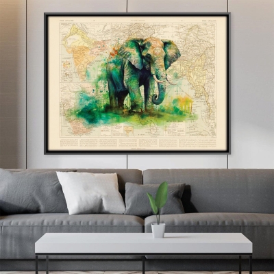 Toile Éléphant Aquarelle