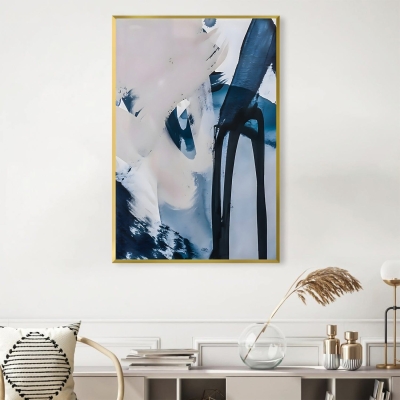 Fenêtre sur la toile abstraite bleue