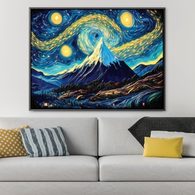 Toile de paysage de montagne étoilée