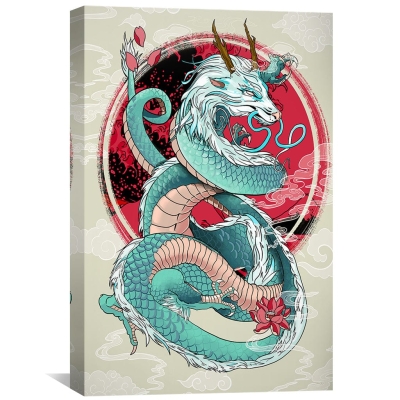 Toile Dragon Fumée Bleu Clair