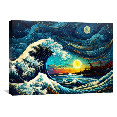 Toile Vague étoilée au large de Kanagawa