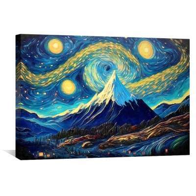 Toile de paysage de montagne étoilée