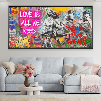 Graffiti-Banksy-Liebe ist alles, was wir brauchen Leinwand