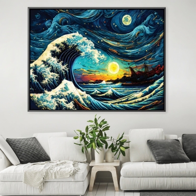 Toile Vague étoilée au large de Kanagawa
