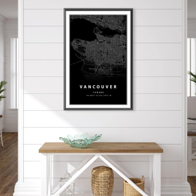 Toile de carte noire de Vancouver