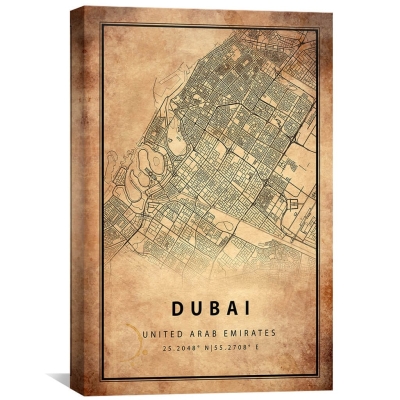 Toile de carte vintage de Dubaï