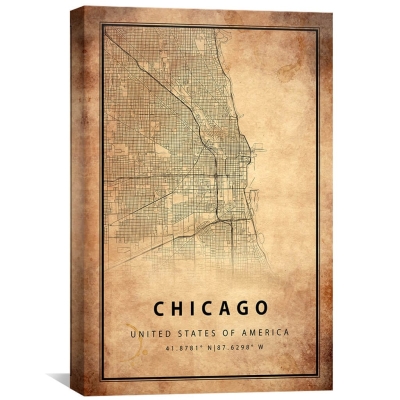 Toile de carte vintage de Chicago