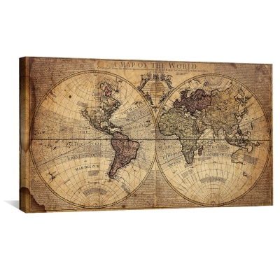 Toile de carte du monde rustique