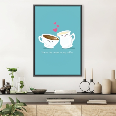 Toile d'amour café et crème