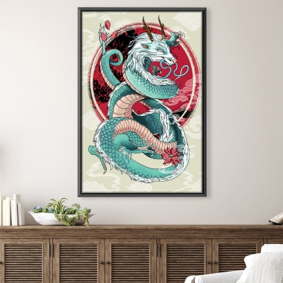 Toile Dragon Fumée Bleu Clair
