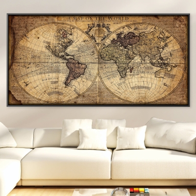 Toile de carte du monde rustique