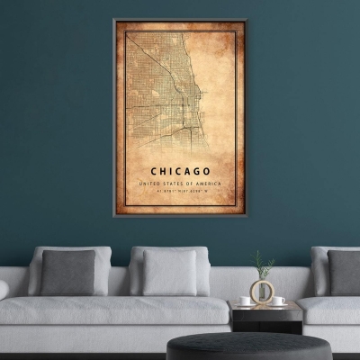 Toile de carte vintage de Chicago