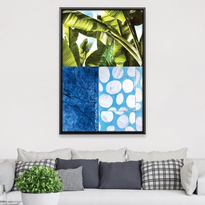 Toile abstraite bleue et verte