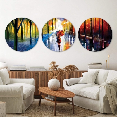 Toile Promenade pluvieuse - Cercle