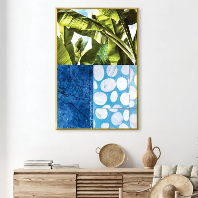 Toile abstraite bleue et verte