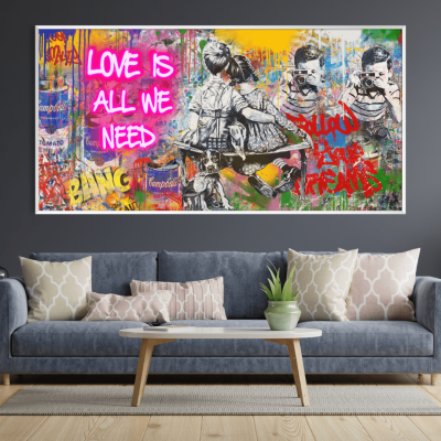 Graffiti-Banksy-Liebe ist alles, was wir brauchen Leinwand