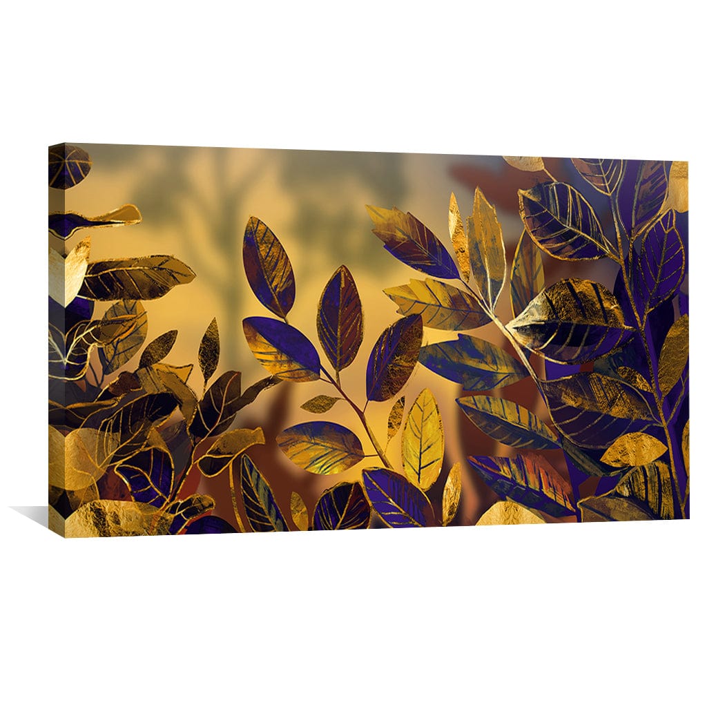 Toile Feuilles Teintées Dorées