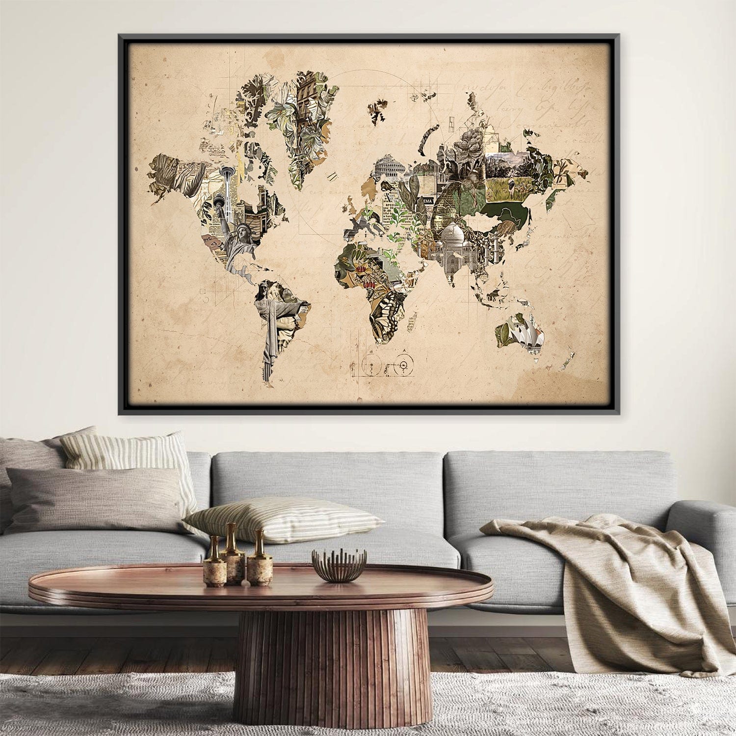 Toile Carte du monde des monuments