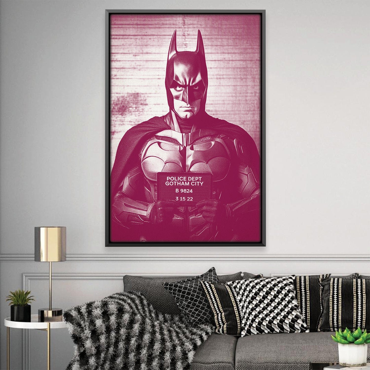 Toile magenta Batman Mugshot