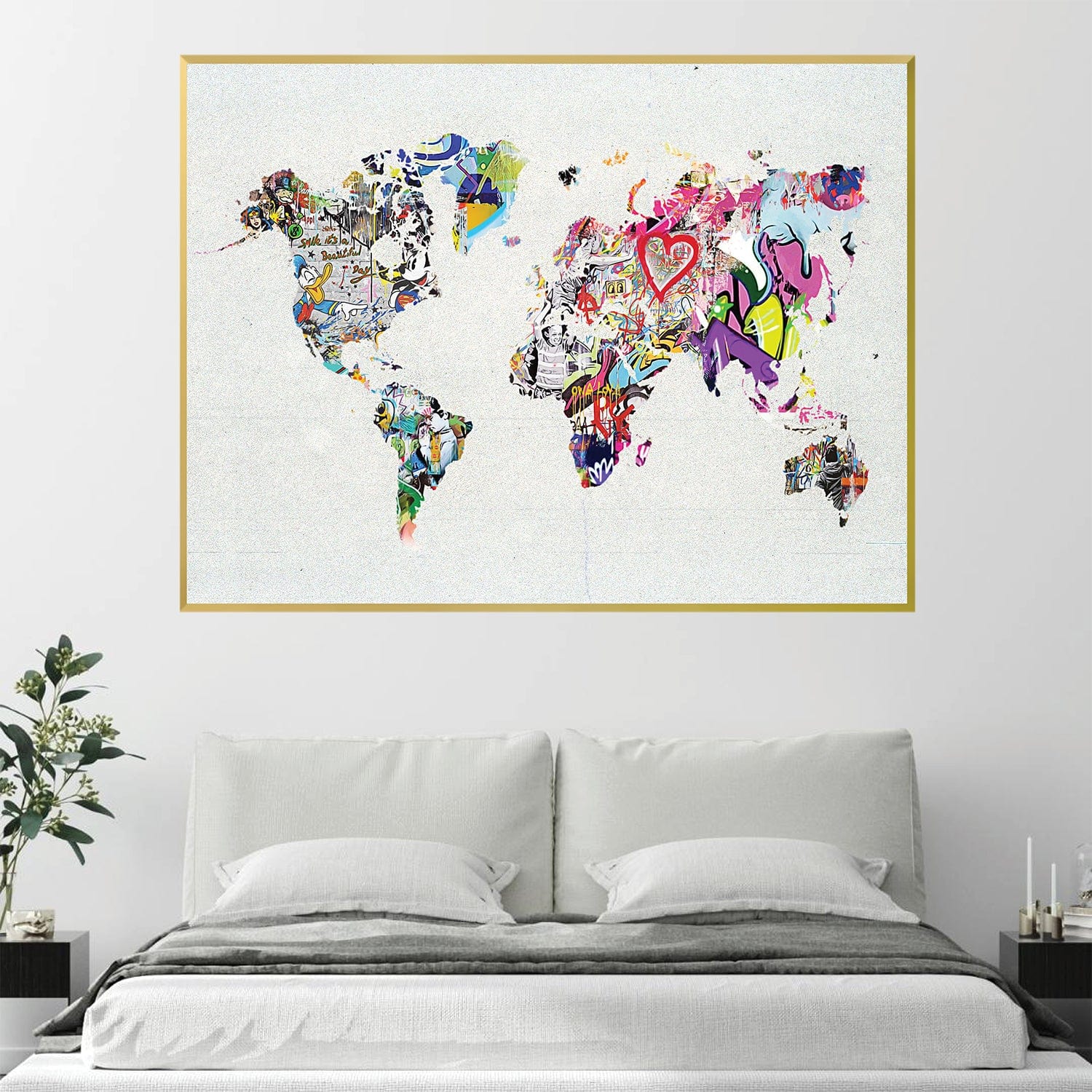 Toile de carte du monde graffiti