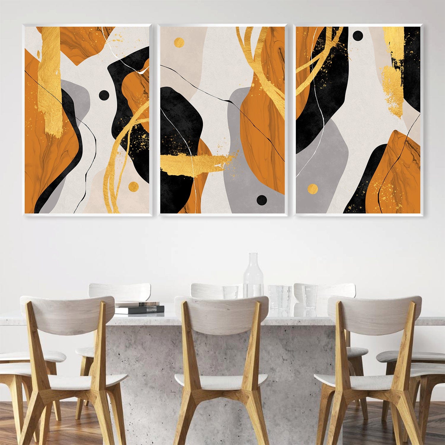 Toile abstraite triple orange