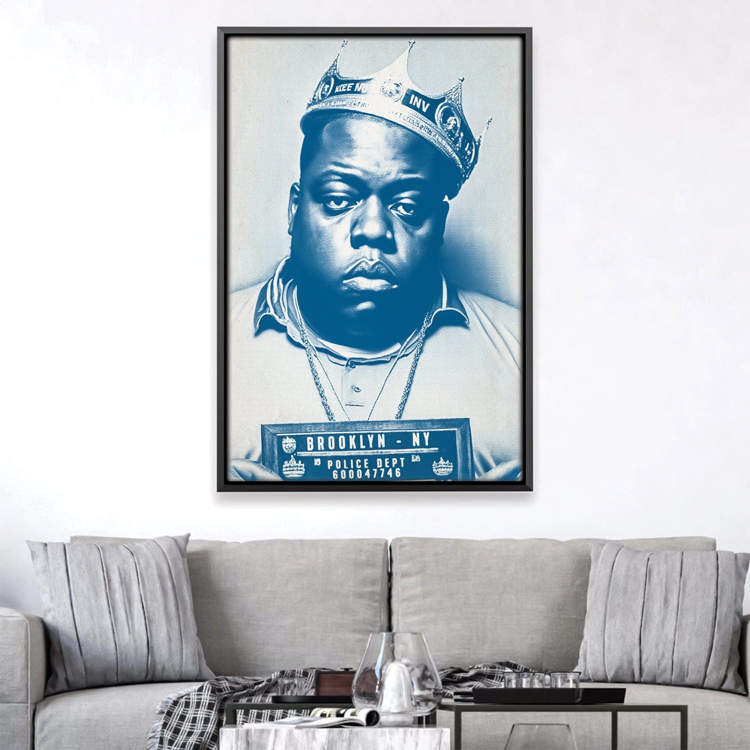 Toile bleue Biggie Mugshot