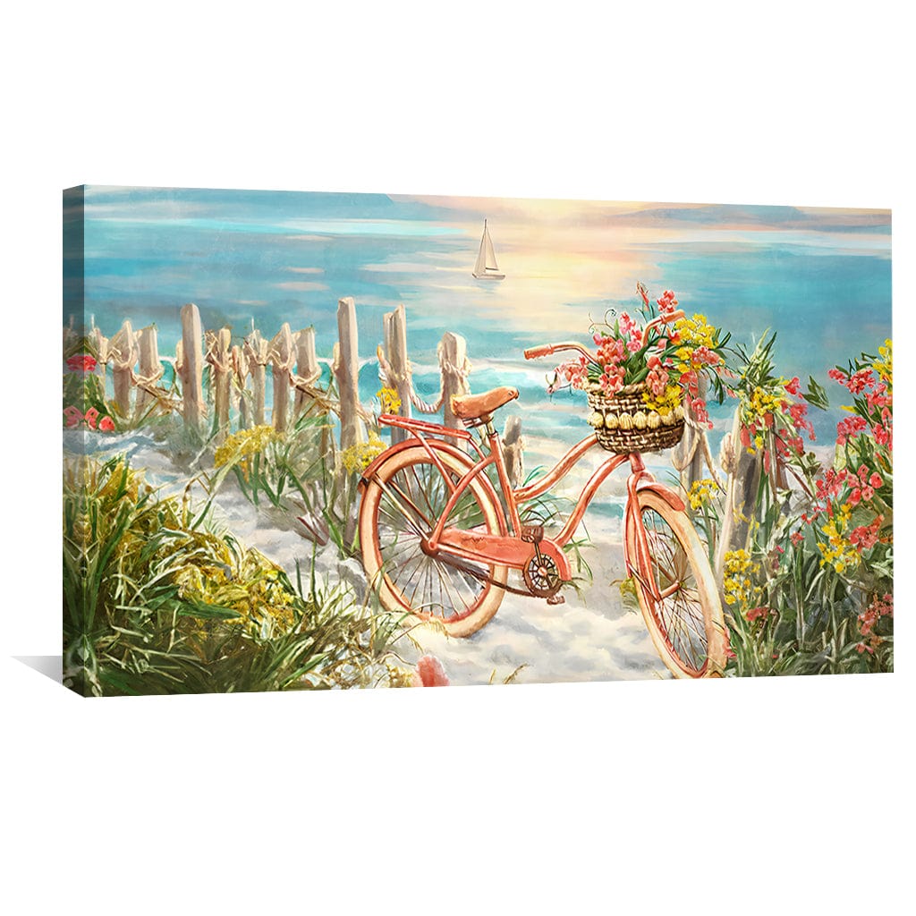 Toile Balades à vélo au bord de la plage