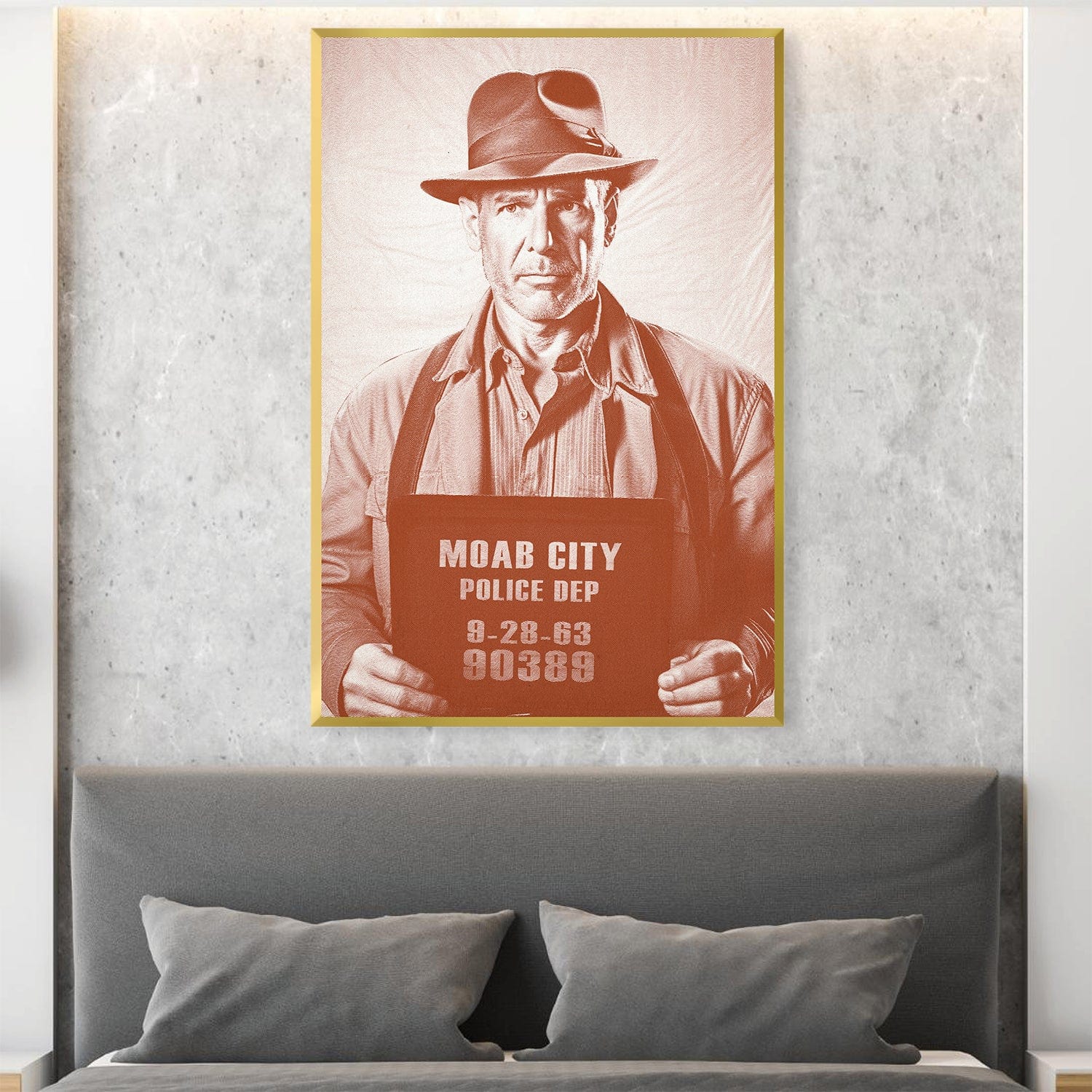 Indiana Mugshot Beige Leinwand
