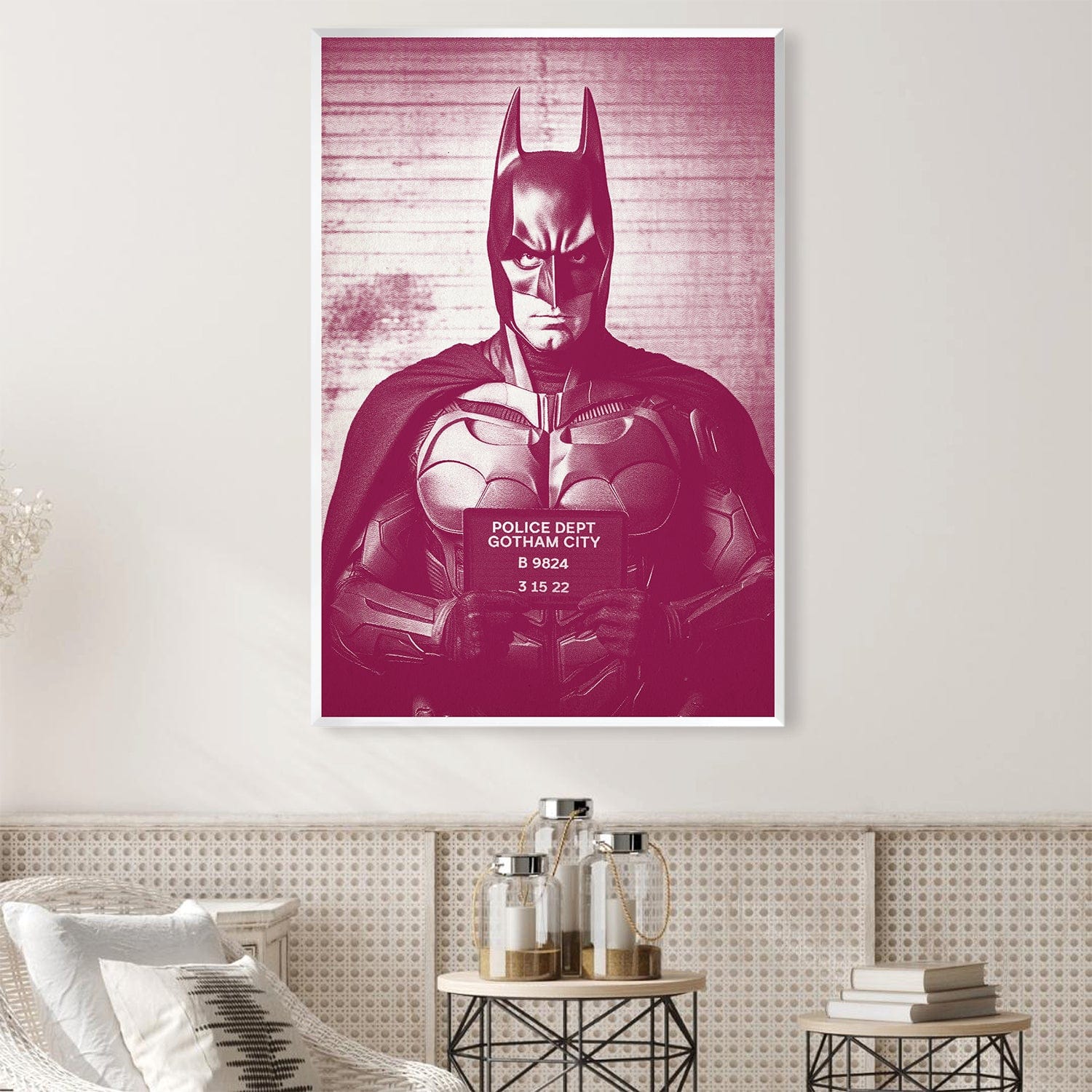 Toile magenta Batman Mugshot