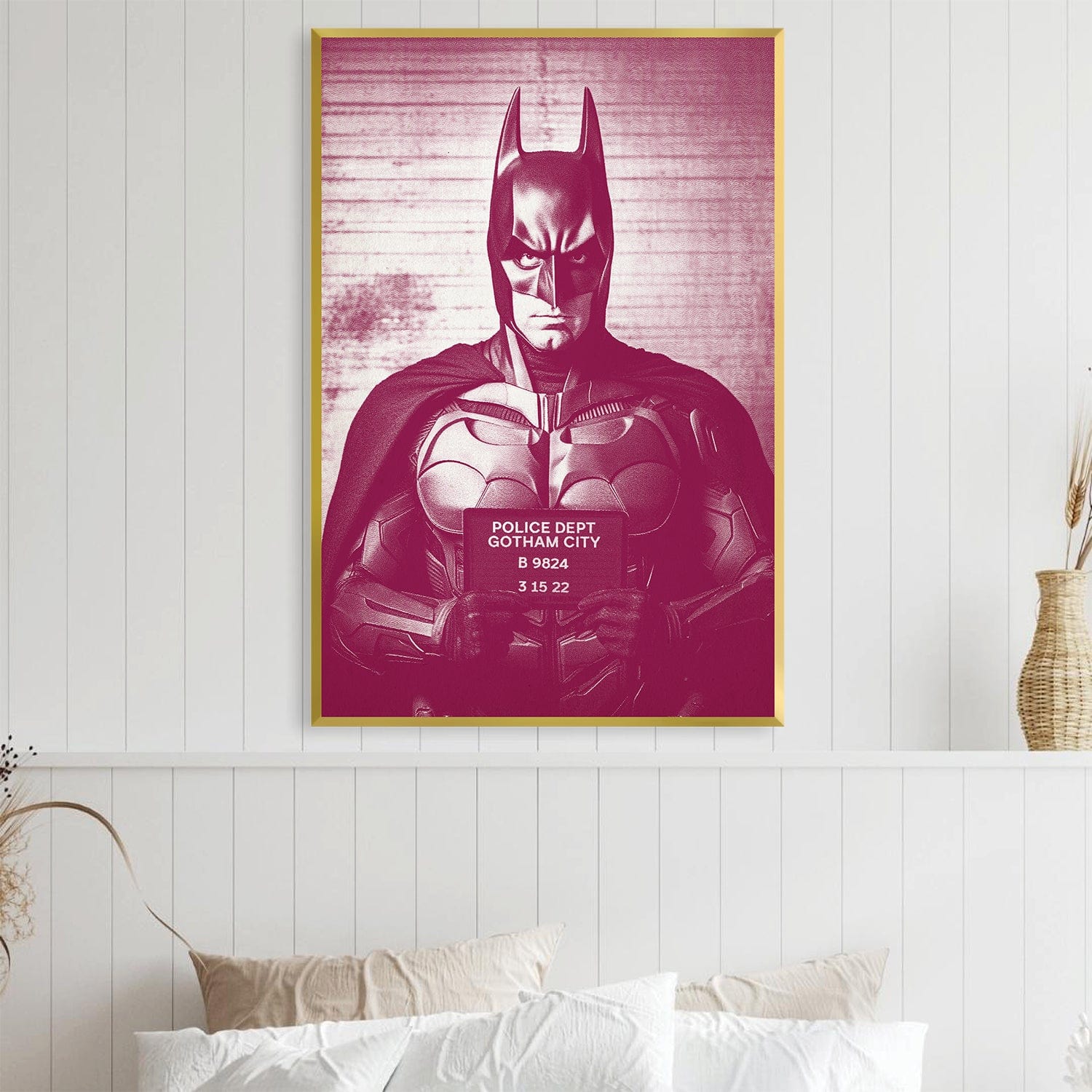 Toile magenta Batman Mugshot