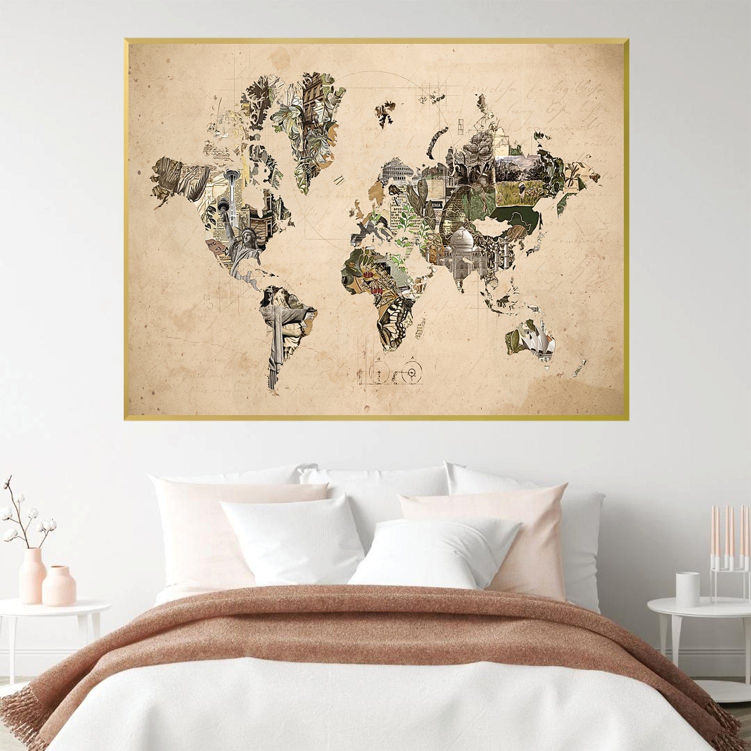Toile Carte du monde des monuments