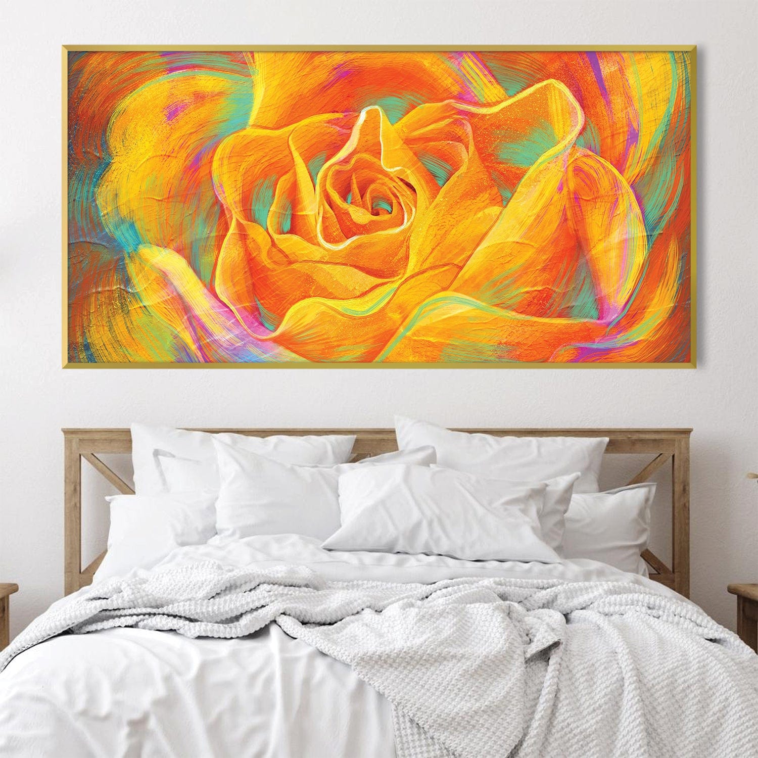 Toile Orange En Fleurs