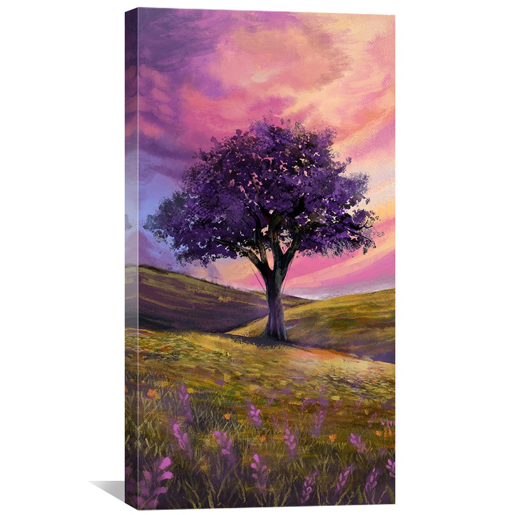 Crimson Dusk und Lavender Blooms Canvas