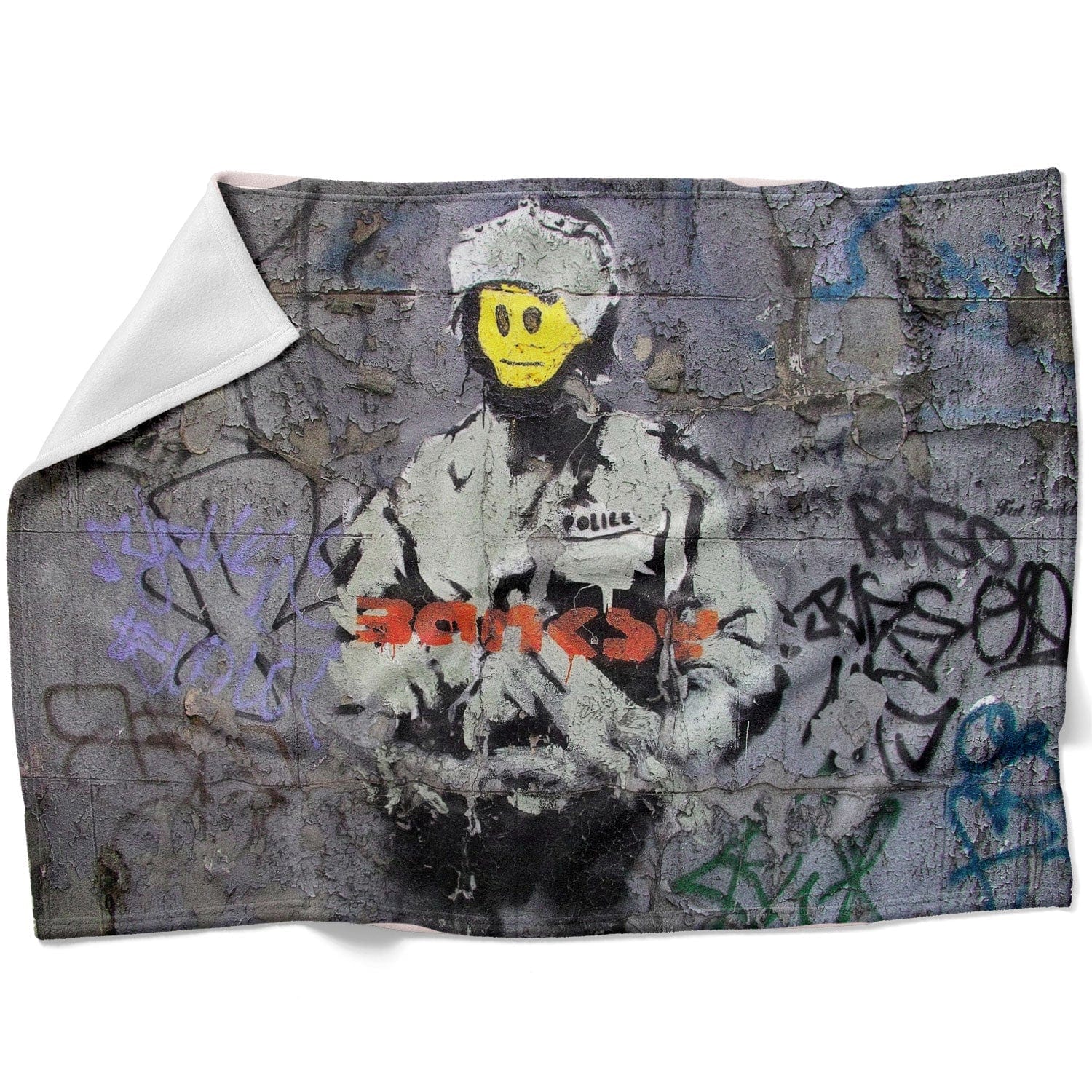 Couverture anti-émeute Banksy Smiley