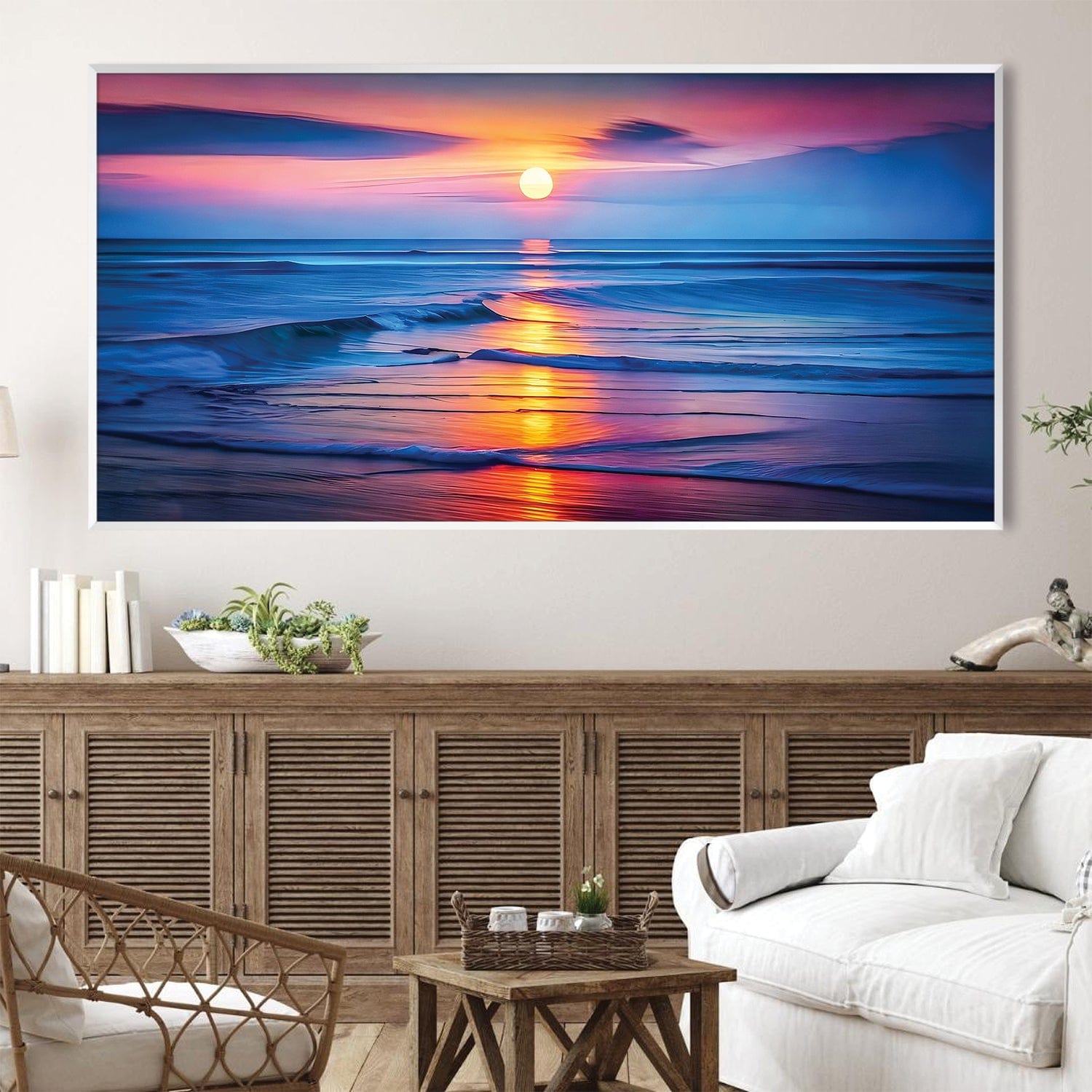 Toile océan coucher de soleil