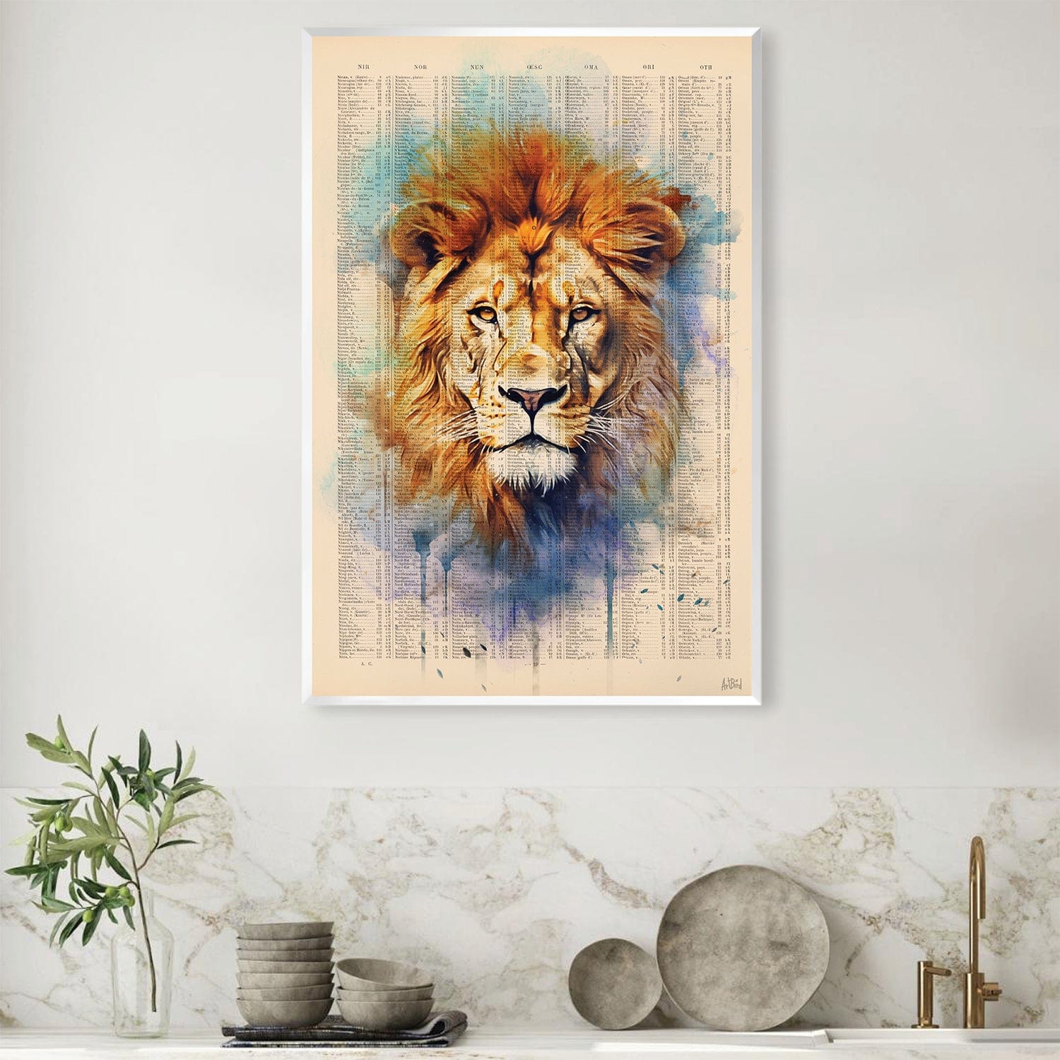 Toile Portrait de Lion Aquarelle