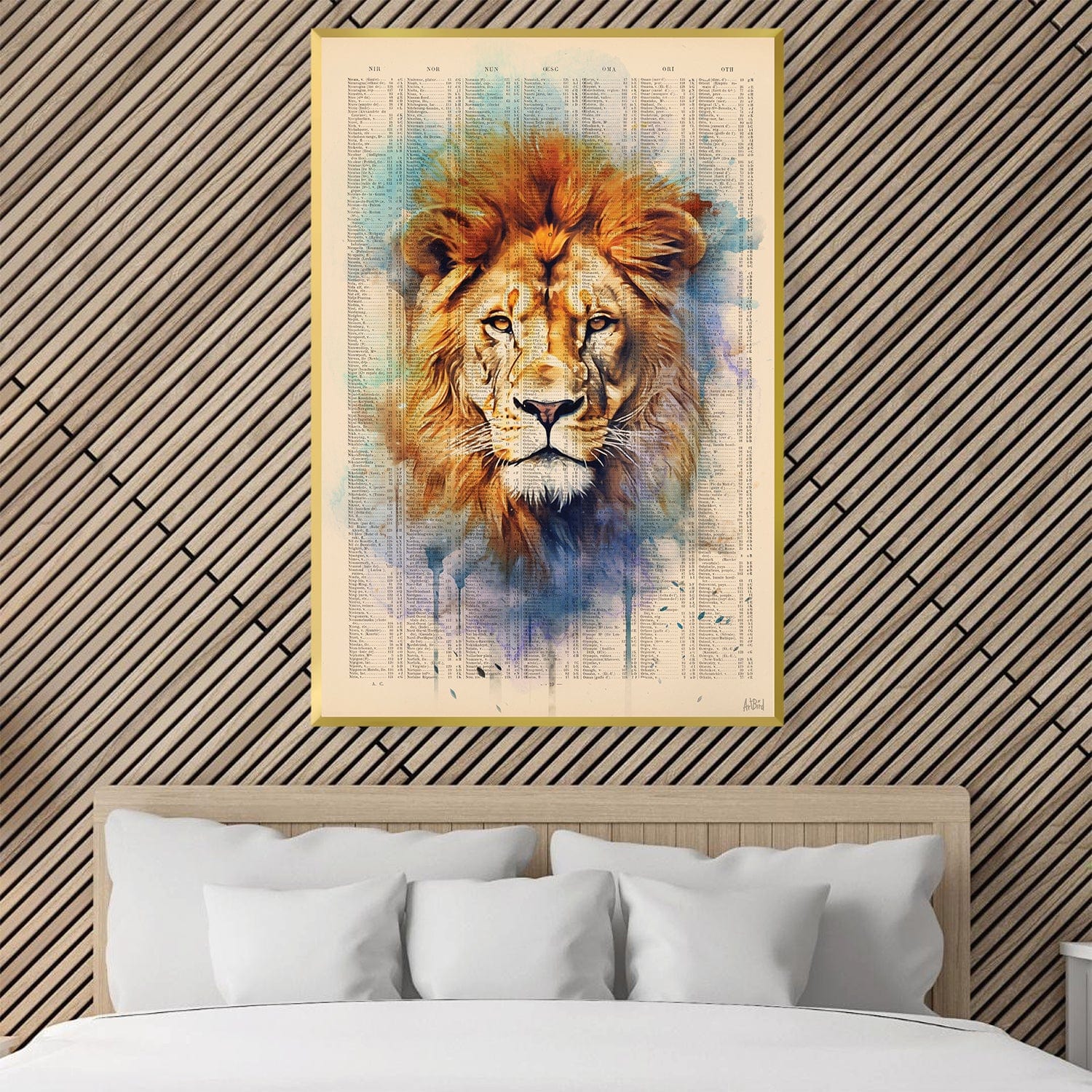 Toile Portrait de Lion Aquarelle