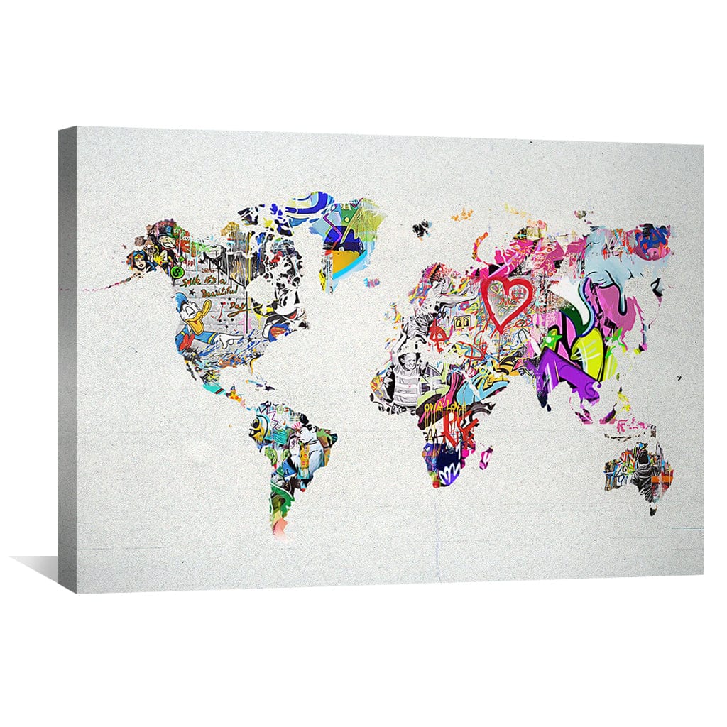 Toile de carte du monde graffiti