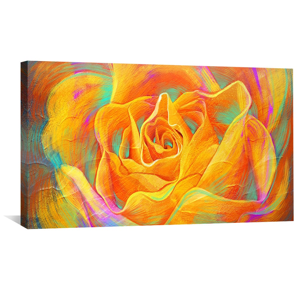 Toile Orange En Fleurs