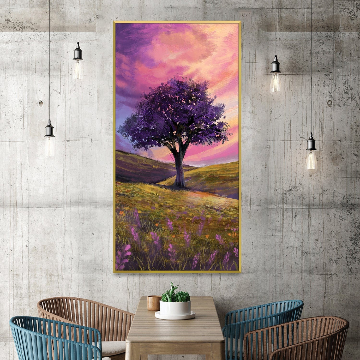 Crimson Dusk und Lavender Blooms Canvas