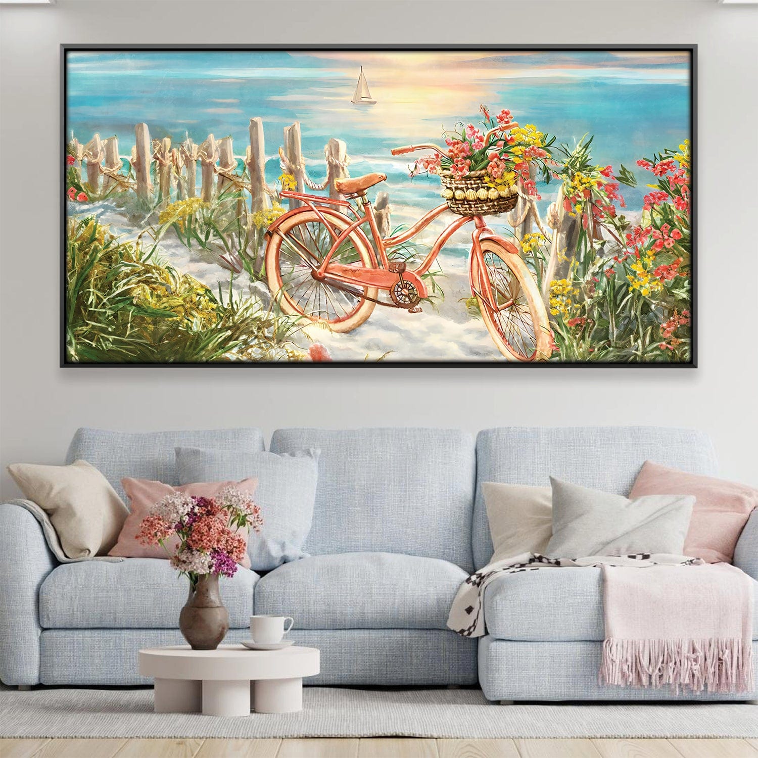 Toile Balades à vélo au bord de la plage