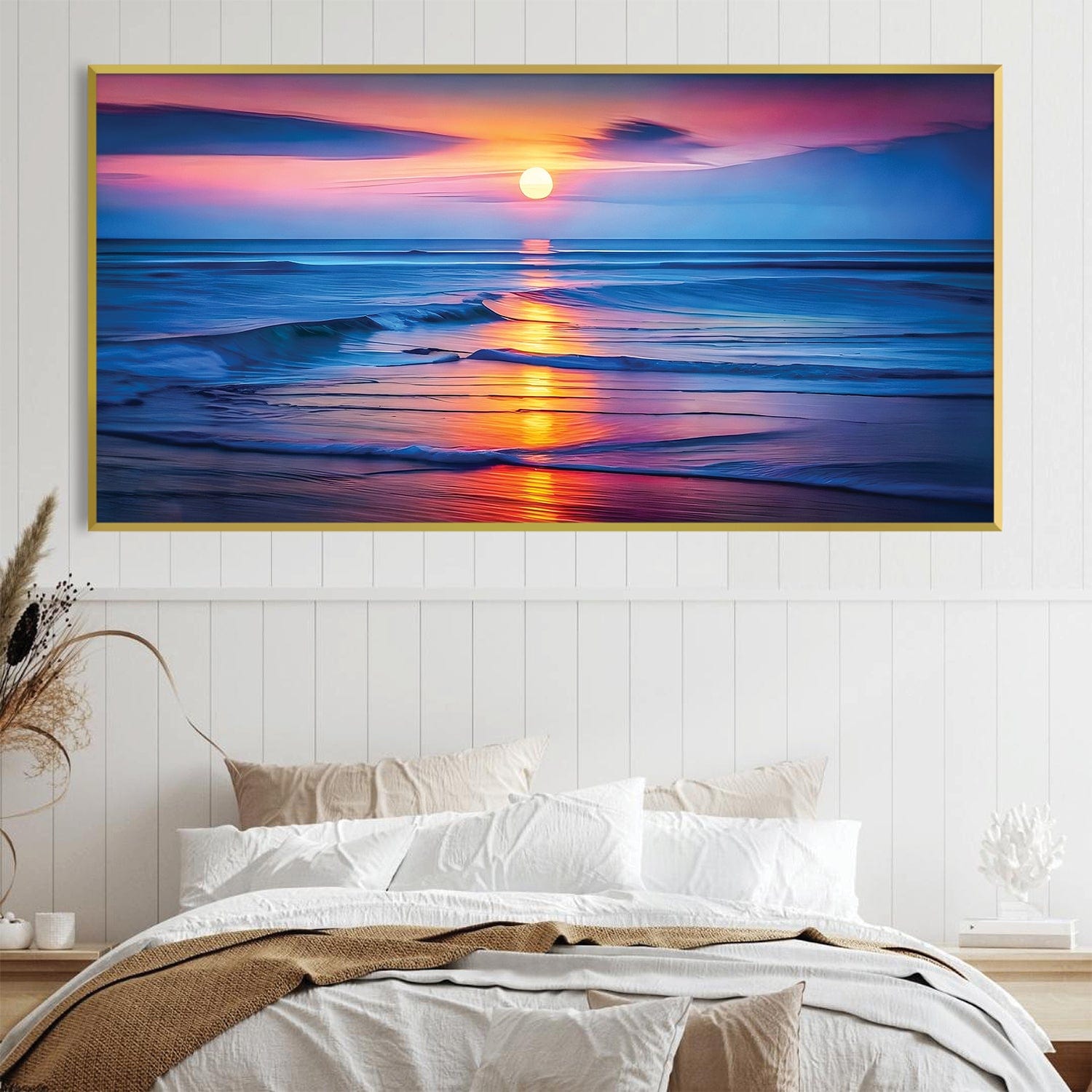 Toile océan coucher de soleil