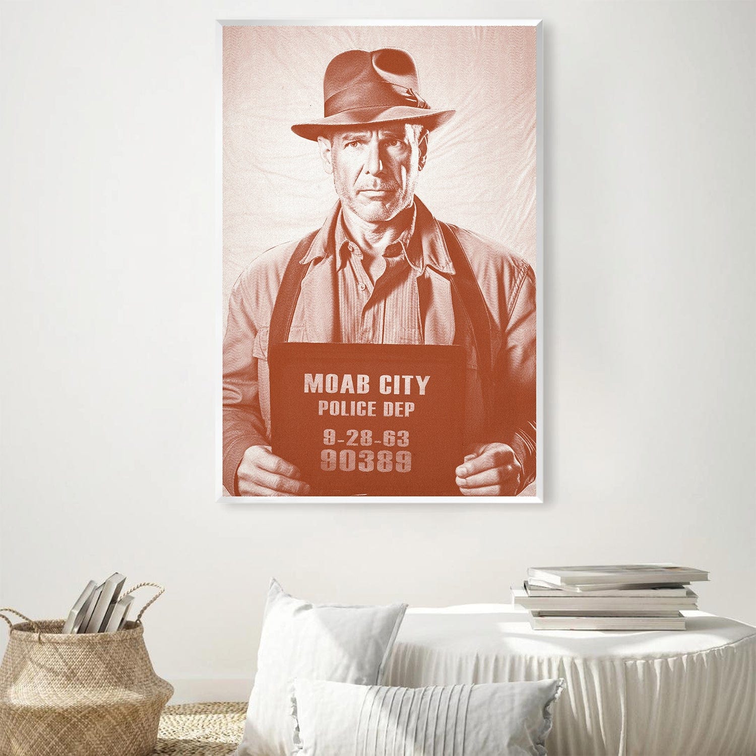 Indiana Mugshot Beige Leinwand