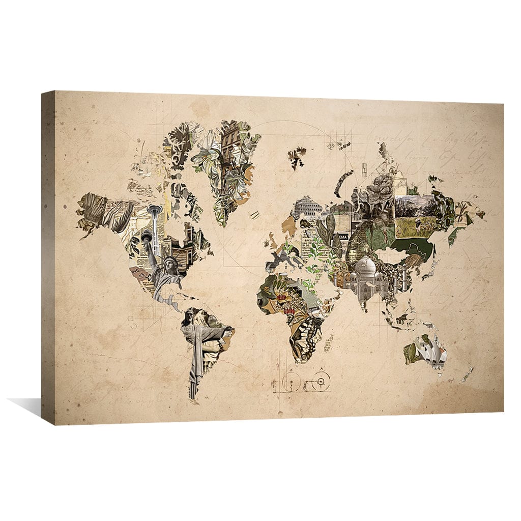 Toile Carte du monde des monuments