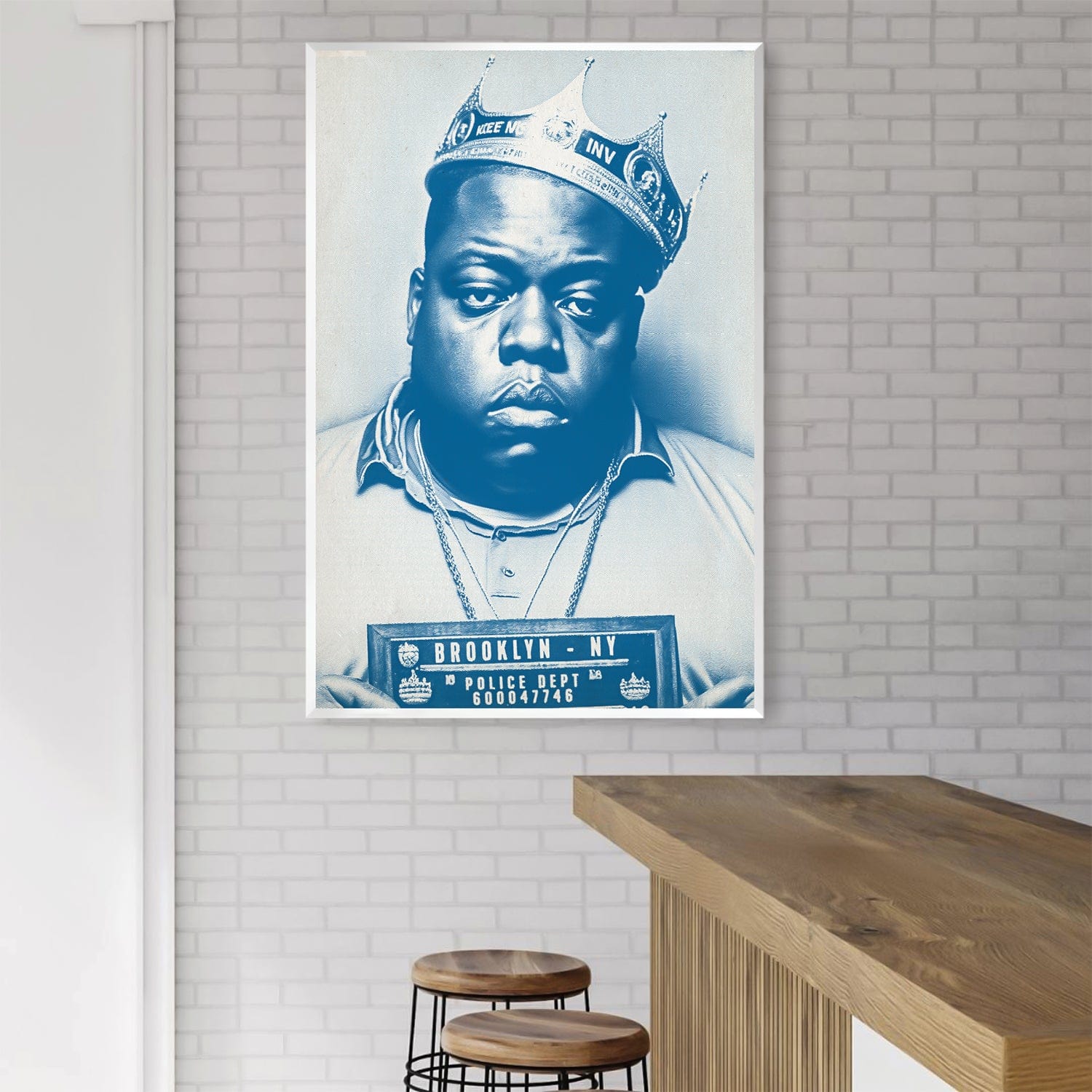 Toile bleue Biggie Mugshot