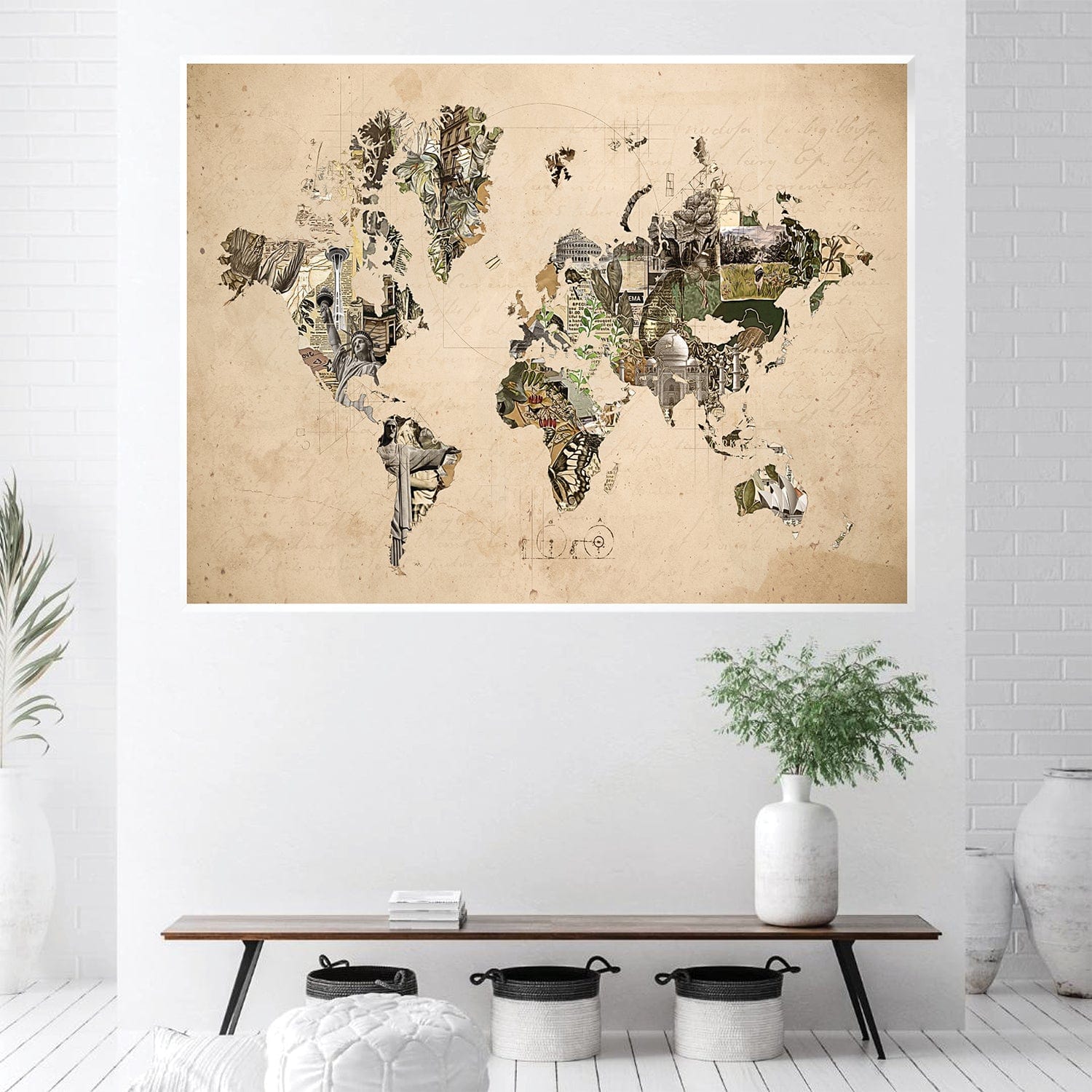 Toile Carte du monde des monuments